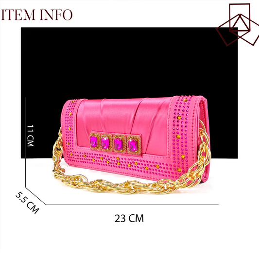 Evening Heel & Bag Set | Luxury Fuchsia Design with Crystal Accents